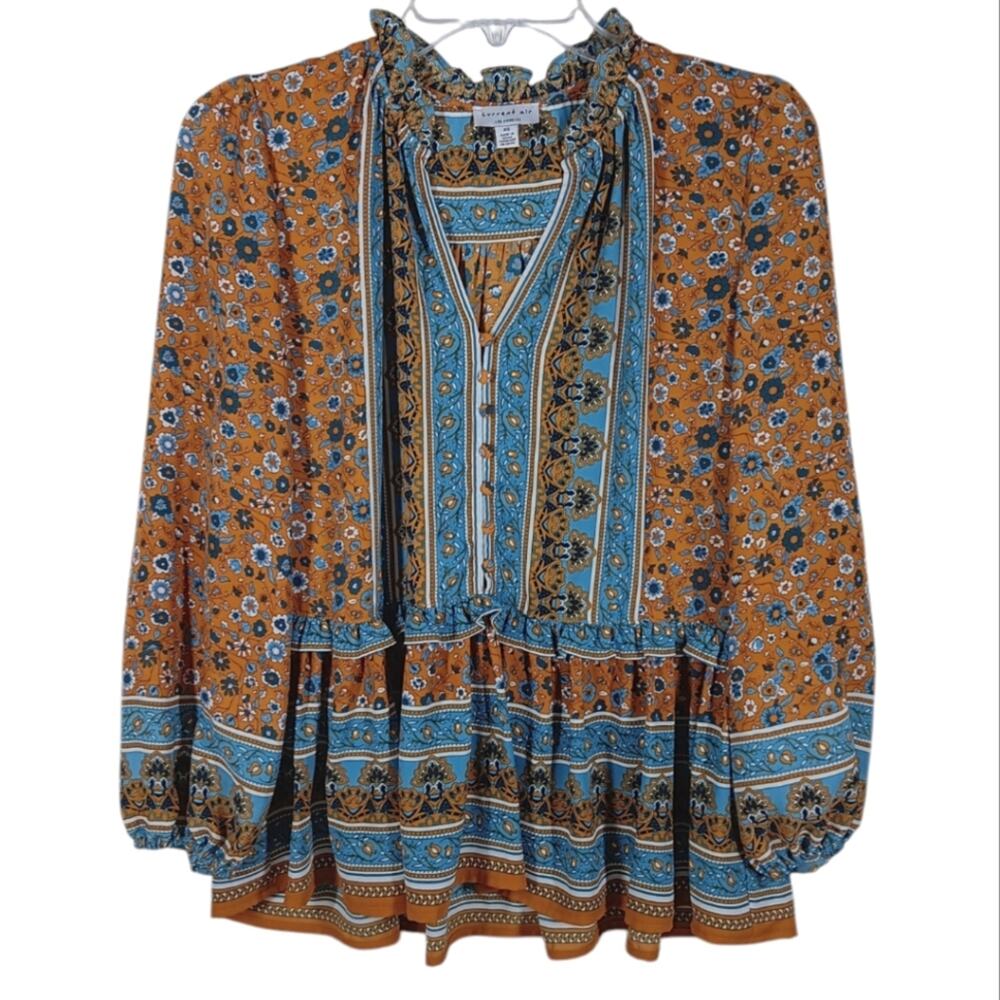 Current Air Floral Peasant Long Sleeve Blouse size XS